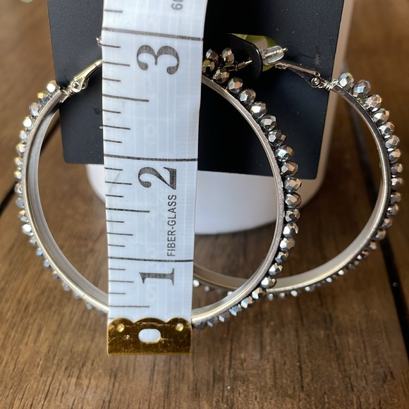 New York & Company Sliver Hoop Earrings, Approximately 3 Inches, NWT - Picture 3 of 6